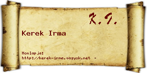 Kerek Irma névjegykártya